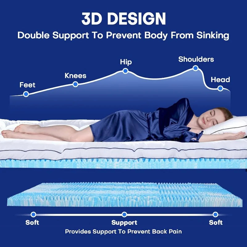 Queen Dual Layer 4 Inch Memory Foam Mattress Topper