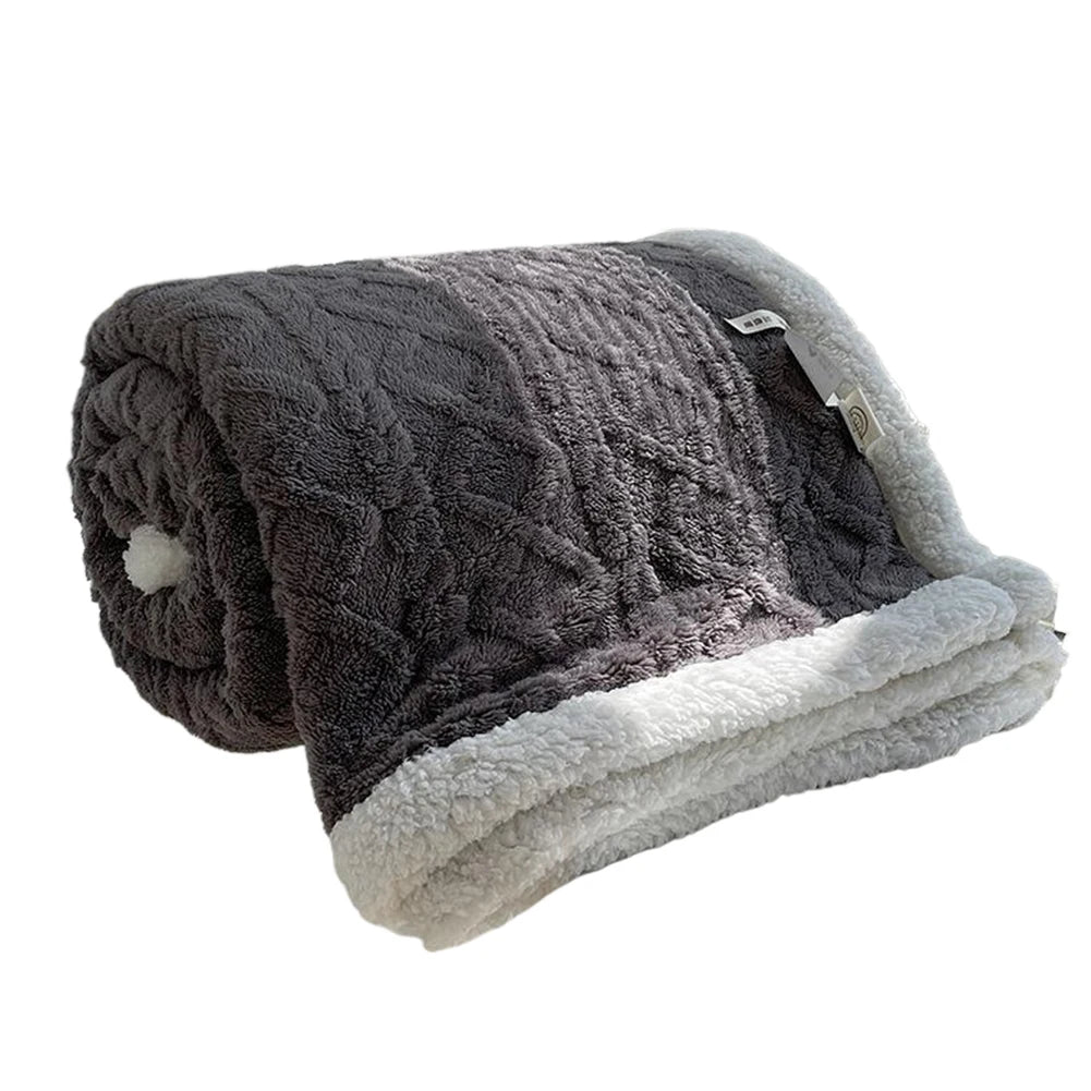Thickened Lamb Fleece Bed Blanket