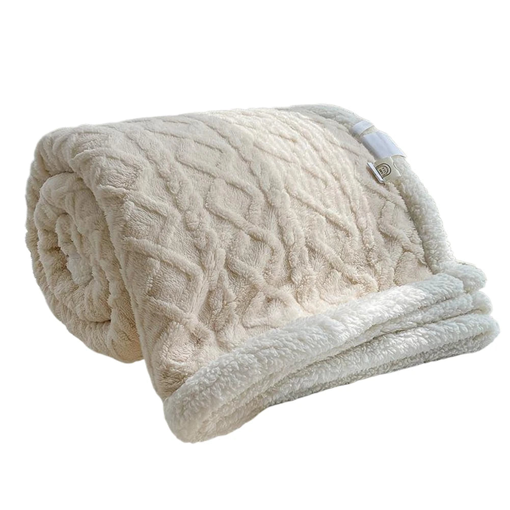 Thickened Lamb Fleece Bed Blanket