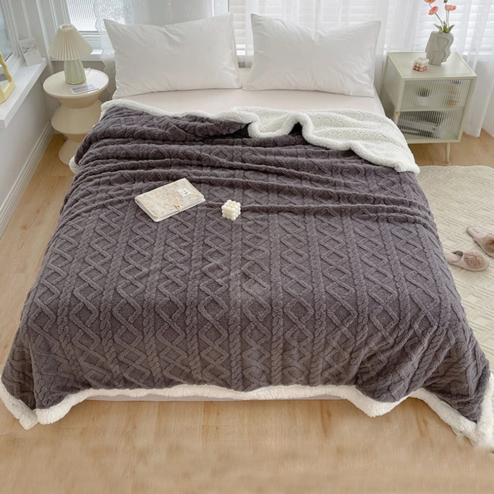 Thickened Lamb Fleece Bed Blanket
