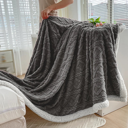 Thickened Lamb Fleece Bed Blanket